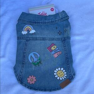 Denim Dog Jacket with Fun Patches